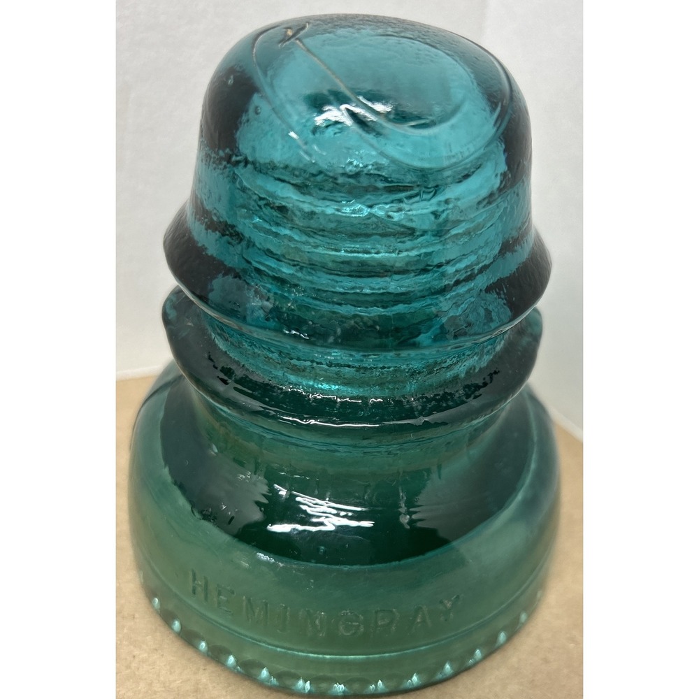 Vintage Hemingray No. 40 Aqua Blue/Green Glass Insulator Made in USA Drip Points